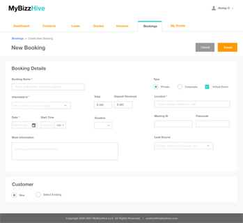 MyBizzHive’s booking management system makes it easy to create booking lists.